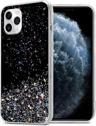 Cadorabo Hoesje geschikt voor Apple iPhone 11 in Zwart met Glitter - Beschermhoes van flexibel TPU silicone met fonkelende glitters Case Cover Etui