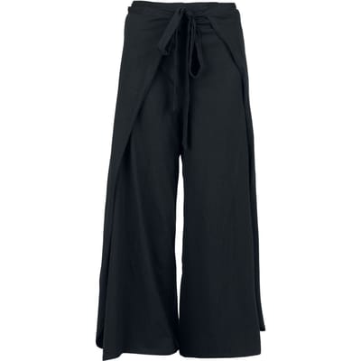 Black Premium by EMP zwarte stoffen broek met vetersluiting in de taille en verborgen zakken - Dames - L-XL