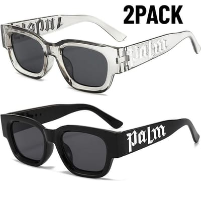 2PACK Klassieke Stijl Klein Montuur Vierkante Zonnebril Dames Straatstijl Punk Zonnebrillen Heren Bar Feest Oogbescherming Luxe Design Gafas De Sol