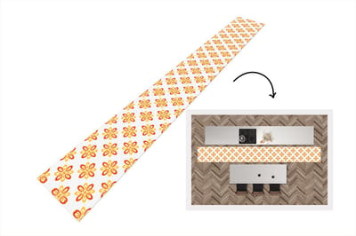 Keukenloper 400x50 cm - Keukenmat vinyl Patroon - Jaren 70 - Bloemen - Oranje - Keukenmatten loper - Keuken vloerkleed tapijt