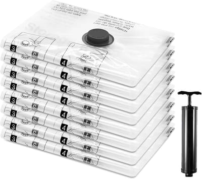 Famanu – 8 XXL vacuüm opbergzakken - ruimtebesparende zakken met reishandpomp - compressiezakken voor kleding - beddengoed - kussens - dekbedden - dekens