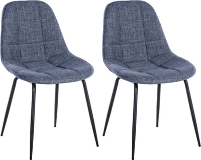CLP Tom Set van 2 Eetkamerstoelen - Zonder armleuning - Fauteuil - blauw Stof