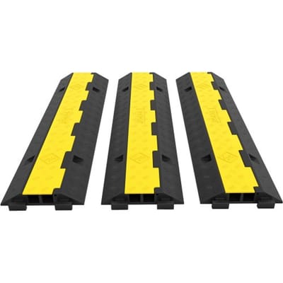 VEVOR Kabelgoot 3 stuks 101x24,5x5cm 4989 kg per as Capaciteit Beschermende draad Koord Oprit Rubberen Vloerkabelbrug Kabelbeschermer