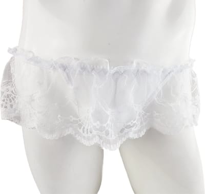 BamBella ® - Slip- maat Onesize S M L - Wit Sexy erotische heren onderbroek mannen kant stof