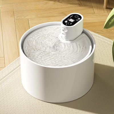 Automatische Keramische Waterdispenser voor Katten Huisdier Waterdispenser Waterdispenser Stekkerloos Stromingscirculator voor Honden en Katten 19cm white