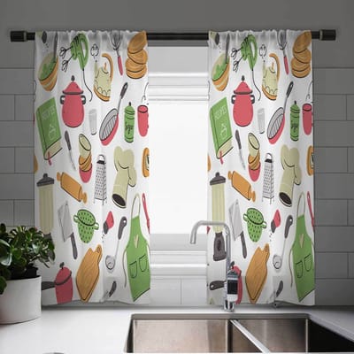 Elegante Keuken Chef Cafe Print Gordijn Charmant Europees Diner Design Vintage Stijl Raamdecoratie voor Keuken Boerderijraam 100W130H(CM)40x51in&Grommet Top