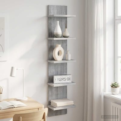 vidaXL - Wandplank - Grijs - Sonoma - 22 - x - 15 - x - 100 - cm - Bewerkt - hout