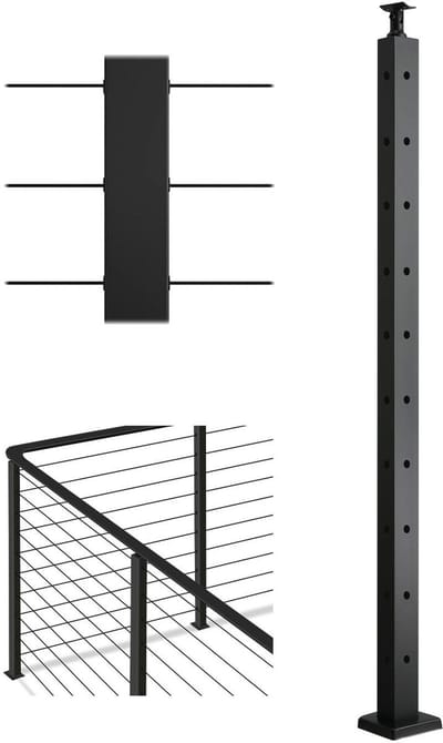 Leuning voor balkonhek - Balustrade paal Kabelrail paal - Veiligheid verhogen - L-vormig gat