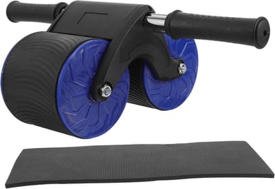 Buikspierroller - Ab Roller Fitnesswiel - Buikspieren Trainen - Automatische Rebound - 24x24x24 cm - Blauw
