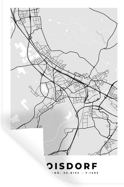 Muurstickers - Sticker Folie - Kaart - Troisdorf - Duitsland - Plattegrond - Stadskaart - 20x30 cm - Plakfolie - Muurstickers Kinderkamer - Zelfklevend Behang - Zelfklevend behangpapier - Stickerfolie