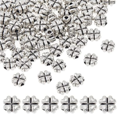 Dailygoods- Klaver Kralen 100 Stuks - Antiek Zilver - Sieraden Maken - Armband/Ketting - Gat: 1,9 mm - Klavertje Vier Vorm