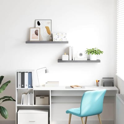 vidaXL - Wandschappen - zwevend - 2 - st - 80x23,5x3,8 - cm - MDF - grijs