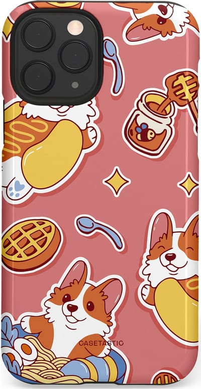 Casetastic Hoesje Geschikt voor Apple iPhone 11 Pro - Stijlvolle Beschermende Duo-layer Case - Corgi snacks