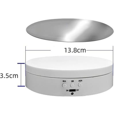 Roterende Displaystandaard Elektrisch 3 Snelheidsniveaus 360 Graden Roterende Draaitafel voor Sieraden Korte Video white