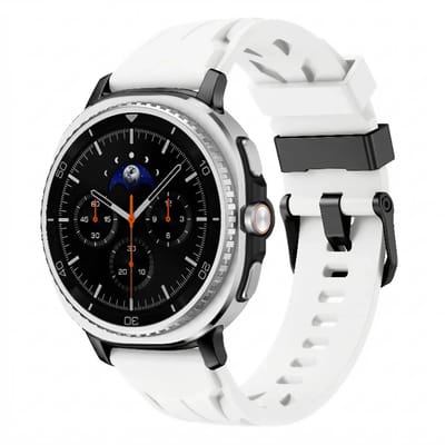 Strap-it race siliconen bandje smartwatchband geschikt voor Samsung Galaxy Watch 9 (40/44mm) / Watch 8 (40/44mm) / 8 Classic (46mm) - wit