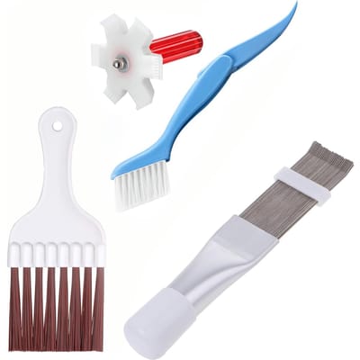 4 stuks Airconditioner Condensor Lamellen Reinigingsborstel en Kam Set Lamellenreiniger Lamellenrichter Brush & Fin Comb &Fin Comb &Folding Brush