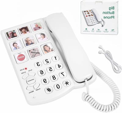 Vaste Telefoon - Senioren Telefoon - Eenvoudig Bellen - 9 Fototoetsen - Grote Knoppen - Wit