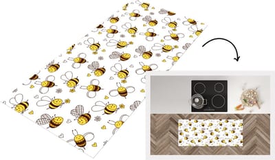Keukenloper - Loper keuken - Bij - Bloemen - Hart - Patronen - 120x50 cm - Keukenloper vinyl