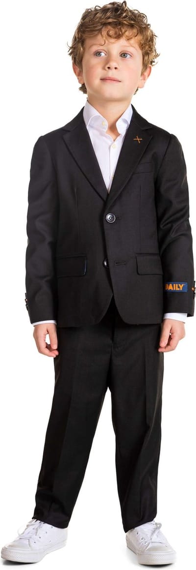 OppoSuits Daily Deep Black - Casual Jongens Pak - Voor Bruiloften, Schoolfeesten en Casual Chic - Inclusief Pantalon en Blazer - Zwart - Maat: EU 92/98 - 2 Jaar