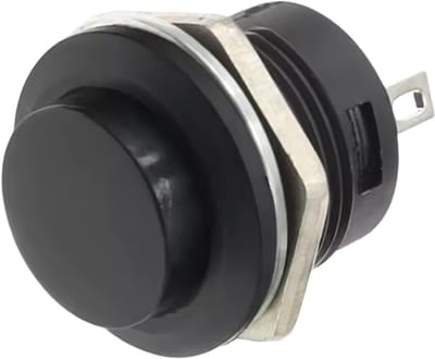 Pulsschakelaar OFF-(ON) ⌀16mm - 250VV/3A - NO (Normally Open) - Inbouw - R13-507 - Zwart