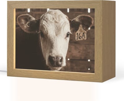 Tafellamp 20x15 cm - LED lamp - Kalf - Oormerk - Houten stal - Decoratieve tafellampen - Dimbaar - Tafellampje slaapkamer - Woonkamer binnen
