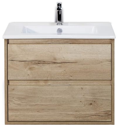 Porto Badmeubelset 70 cm - Natuur Eiken - Keramische Wastafel Wit Slim