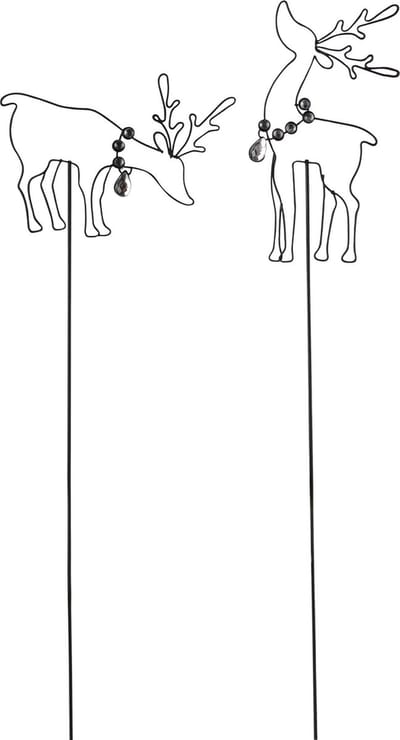 Dekoratief | Stick m/rendier, zwart, metaal, 7x1x46cm, set van 2 stuks | A245224