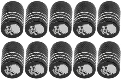 Dailygoods- Ventieldopjes Schedelpatroon - 10 Stuks - Geschikt voor Auto's/SUV's/Fietsen/Vrachtwagens - Hoogwaardige Kwaliteit - Uniek Ontwerp - Waterdicht - Wieldopjes