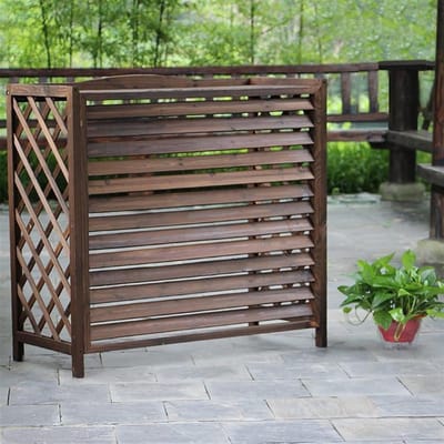 Houten Airco Omkasting - Buitenunit Rek - Tuin Decoratie - Verhoogde Luchtstroom - 120 x 57 x 100 cm - Houtkleur