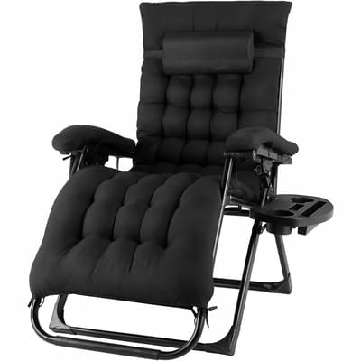 Rolu Tuinstoelen – Ligstoel Tuin – Verstelbare Tuinstoel – 160 × 69 × 80 CM - 8 CM Dik Kussen – 160 KG Draagvermogen – Ademend - Zwart