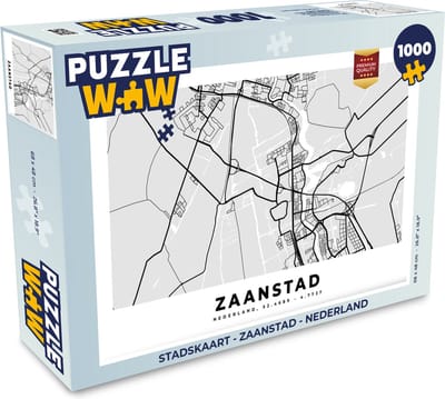 Puzzel Stadskaart - Zaanstad - Nederland - Legpuzzel - Puzzel 1000 stukjes volwassenen - Plattegrond