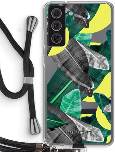 Hoesje met koord geschikt voor Samsung Galaxy S21 FE hoesje met Koord - Fantasie jungle - Telefoonhoesje met Zwart Koord - Bescherming aan alle Kanten en Over de Schermrand
