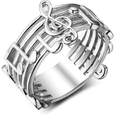 Mode Muzieknoot Ring Holle Muzieksymbool Ring Sieraden Voor Vrouwelijke Muziekliefhebbers Huwelijksfeest Muziekring Beste Cadeau 6 gray