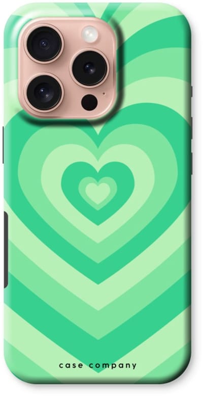 Case Company® - Hoesje geschikt voor iPhone 16 Pro hoesje - Hart Groen - Tough Case - Maximale Bescherming alle Kanten en Schermrand