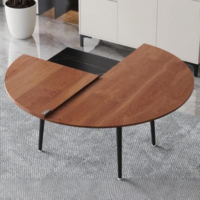 Grote opvouwbare ronde houten eettafel top extender - 120 cm (47,2 in) - stoelen 10 personen - ideaal voor binnen/buiten gebruik - walnootafwerking veelzijdige voedselbakken inbegrepen