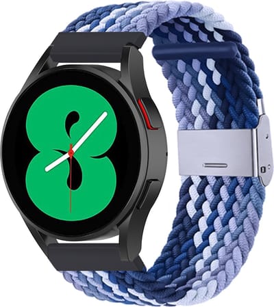 By Qubix - Geschikt voor Garmin bandje - Geschikt voor Garmin Vivoactive 4 / 4L - Braided nylon bandje - Blauw gemêleerd - Smartwatch bandje 22mm