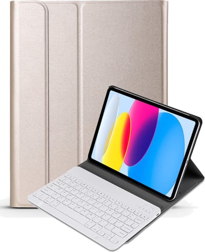Hoes - Geschikt voor Apple iPad A16/A18 (2022/2025/2026) - 10.9 & 11 inch (10e, 11e & 12e generatie) - Toetsenbord Case - Keyboard Book Cover - Hoesje - Goud