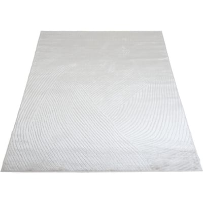 Vloerkleed Highlands Ivory 169 - 160 x 230 cm - Luxe Viscose Design Vloerkleed met Grafisch Golfpatroon