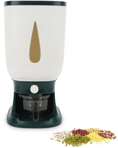 Dailygoods- Rijstdispenser 10 kg - Grote Capaciteit - Automatisch Terugslagontwerp - Huishoudelijke Graandispenser - Transparante Container - Eenvoudig te Bedienen