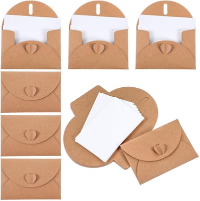 Allecto - Mini Envelopes - Kraft Paper Envelopes - Hart Sluiting - 25 Stuks - Voor DIY Bedankkaarten - Perfect voor Cadeaukaarten