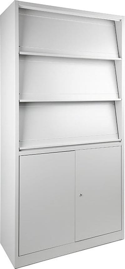 Tijdschriftenkast 195x100x42cm met onderkast Aluminium