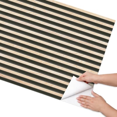 Coloray Meubel Wrap Folie - Beige Meubelfolie - 75x150 cm - Plakfolie Meubels Verticale strepen - Decoratiefolie Zelfklevend - Scandinavisch Meubelfolie - Meubelfolie Zelfklevend - Badkamer decoratie - Achtergronden en patronen