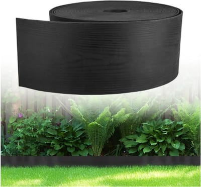 Flexibele Houtlook Gazonrand - Kunststof Woodborder Tuinafboording - 10 Meter Lang - 13 Cm Hoog - Zwart Perkomranding Voor Gazon En Border