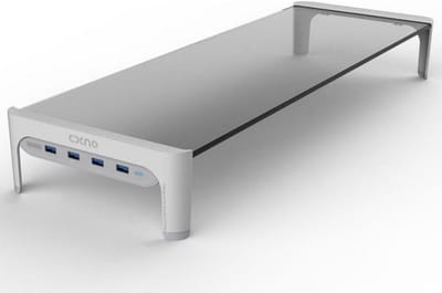LuxeBass Monitorstandaard met USB 3.0 aansluiting | Monitor verhoger met oplader - (wit) LB558