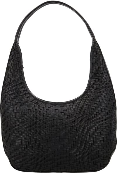 Hide & Stitches Inspired by illusion Schoudertas - Buideltas - Shopper - Leer - Geweven - Leren Dames Tas - Zwart