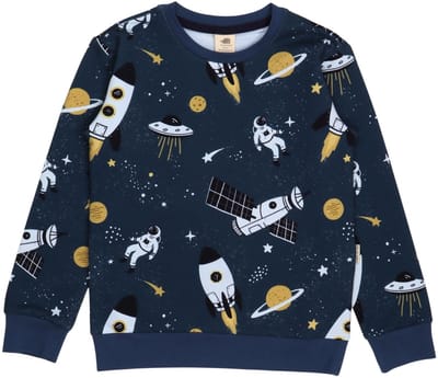 Walkiddy® Kinder Sweatshirt – Jongens & Meisjes – Space Trip serie – Maat 140 – GOTS-gecertificeerd Biologisch Katoen
