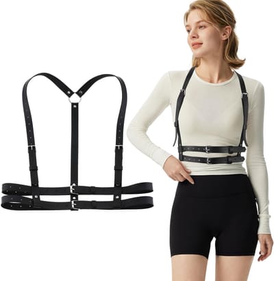 Inovra- Taille Riem Verstelbaar - Punk Riem - PU Leer - Zwart - Harnas Riem - Geschikt voor Tailleomtrek 60-90cm