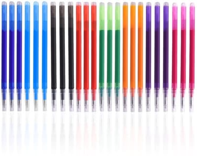 Pen Vullingen 24 Stuks - Uitwisbare Gel Vullingen - Vervangbare Vullingen - Kleur: Blauw/Zwart/Rood/Groen/Oranje/Paar - Geschikt voor Schoolbenodigdheden - Duurzaam Plastic - Navullingen