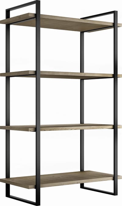 Emuca Kit van Lader rekken kit met frame en planken, hoogte 1150mm, Staal, Zwart Zwart gelakt en Hout