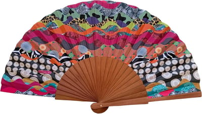 Handgemaakte Bamboewaaiers van Hout en Katoen - Uniek Modeaccessoire en Origineel Cadeau - 23 cm